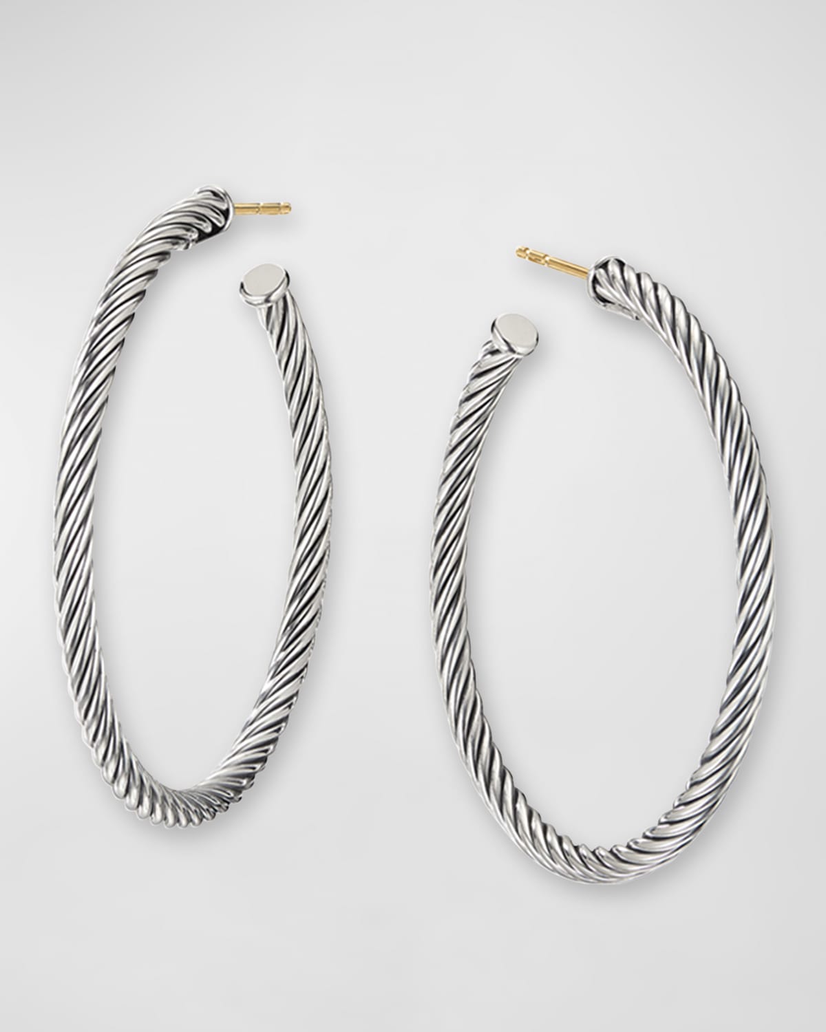 David Yurman DY Crossover Medium Hoop Earrings w/ Diamonds | Neiman Marcus