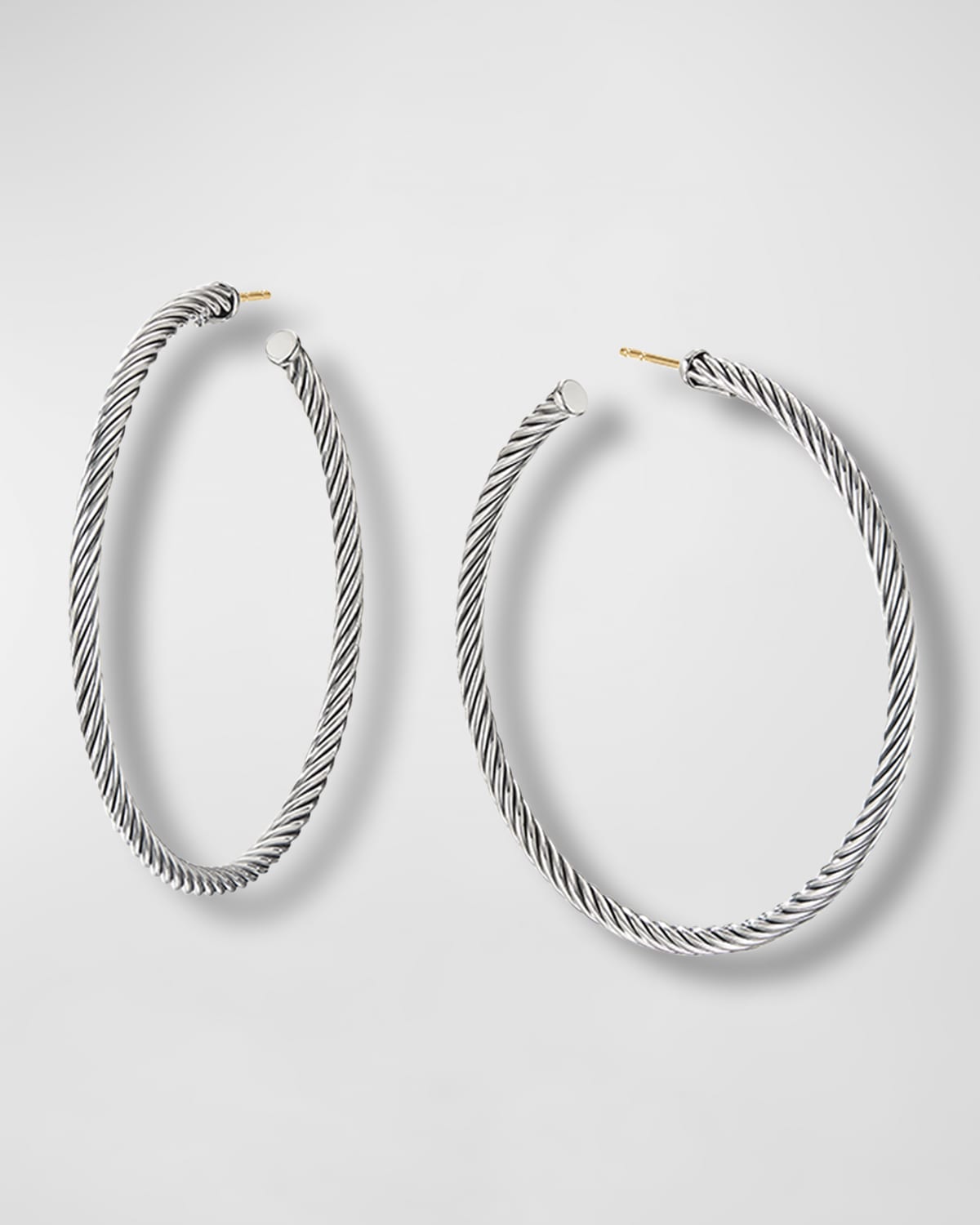 David Yurman DY Crossover Medium Hoop Earrings w/ Diamonds | Neiman Marcus