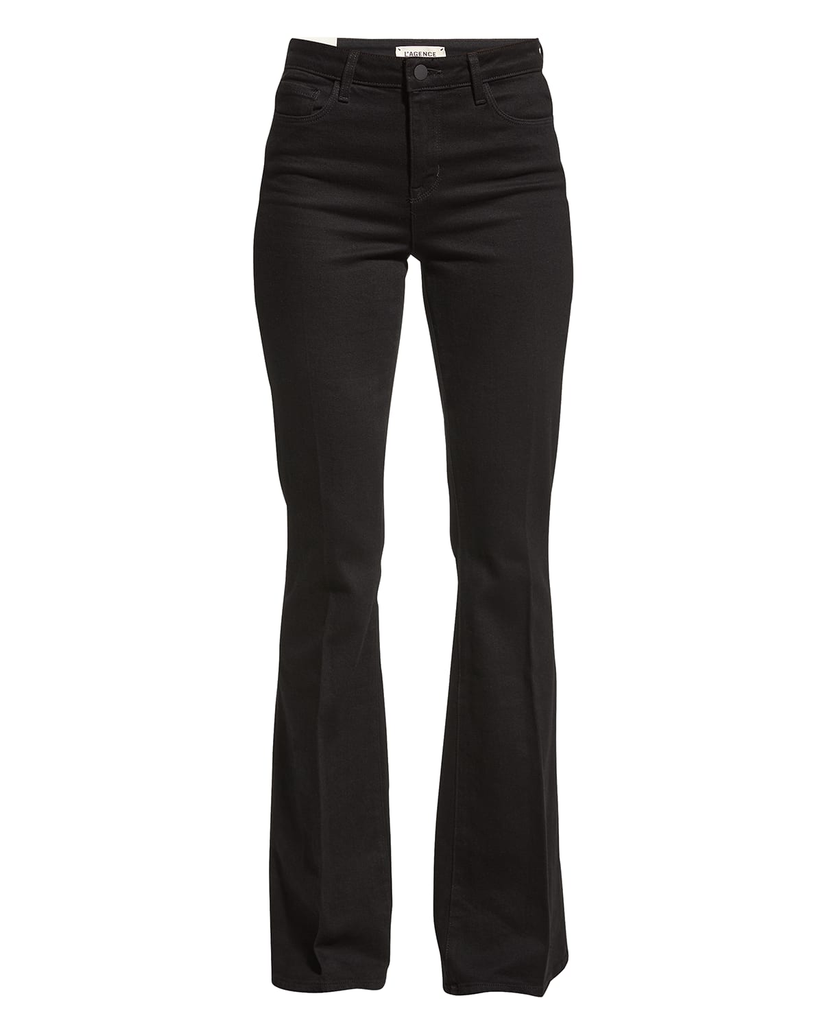 high rise black flare jeans