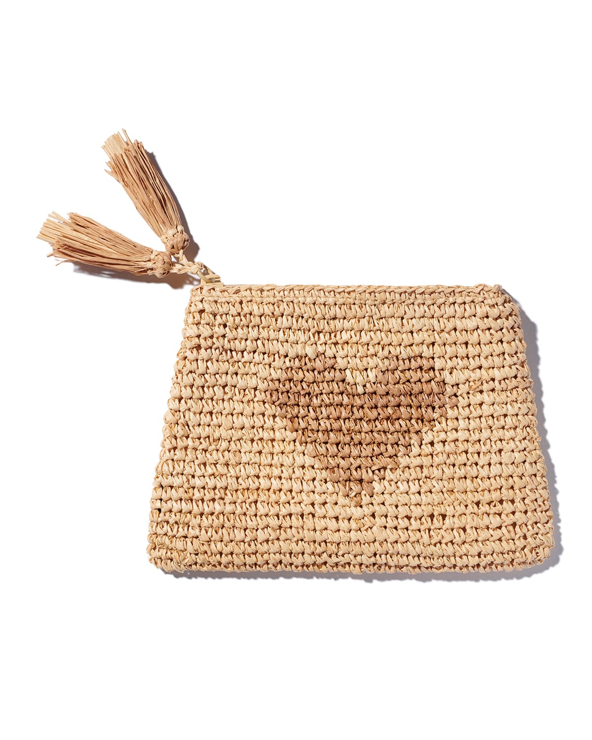 AERIN Small Heart Raffia Zip-Pouch