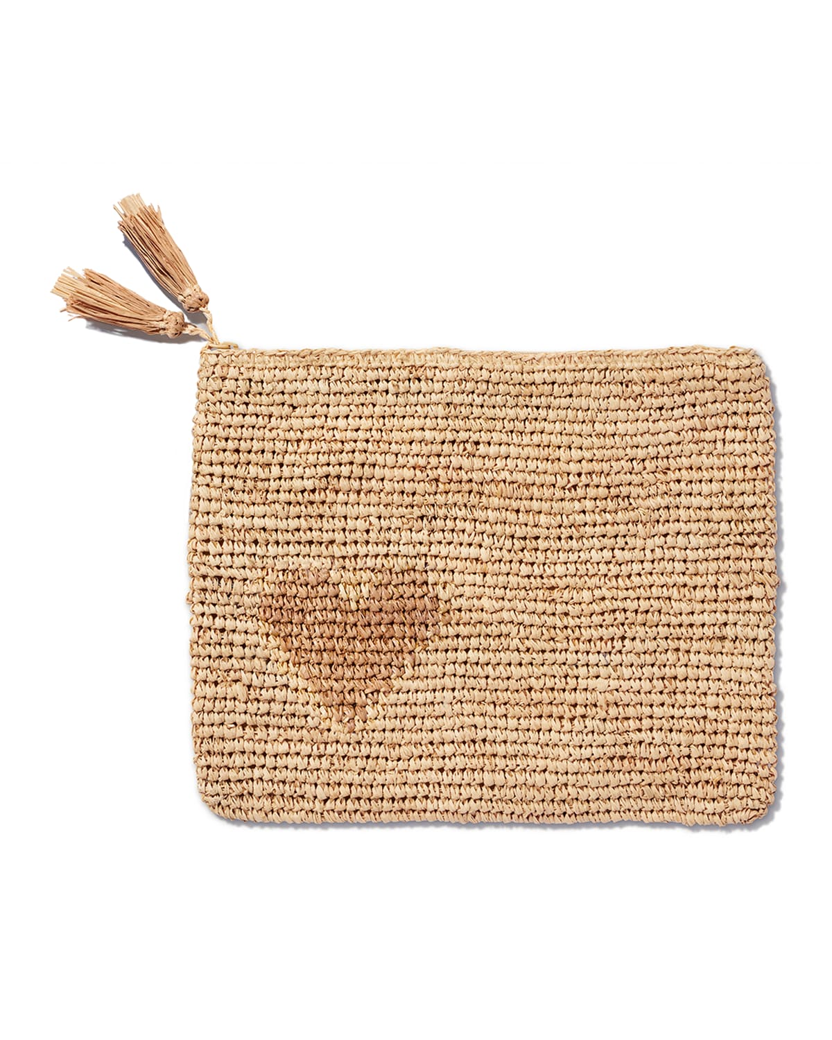 AERIN Heart Raffia Zip Pouch