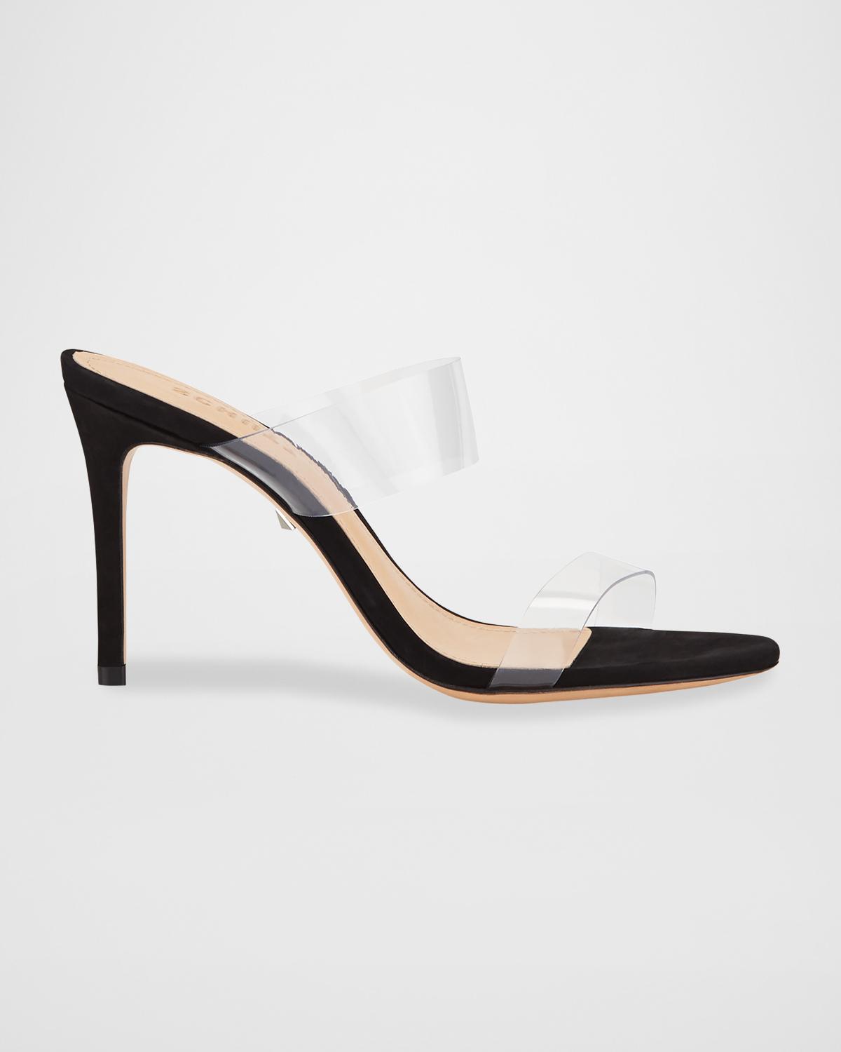 Ariella Strappy See-Through Vinyl Slide High-Heel Sandals