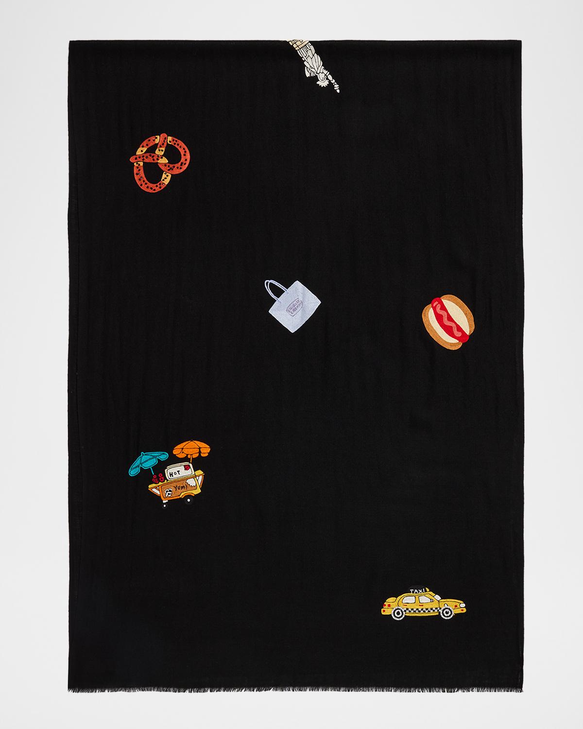 Janavi India New York Motif 7 Merino Wool Scarf