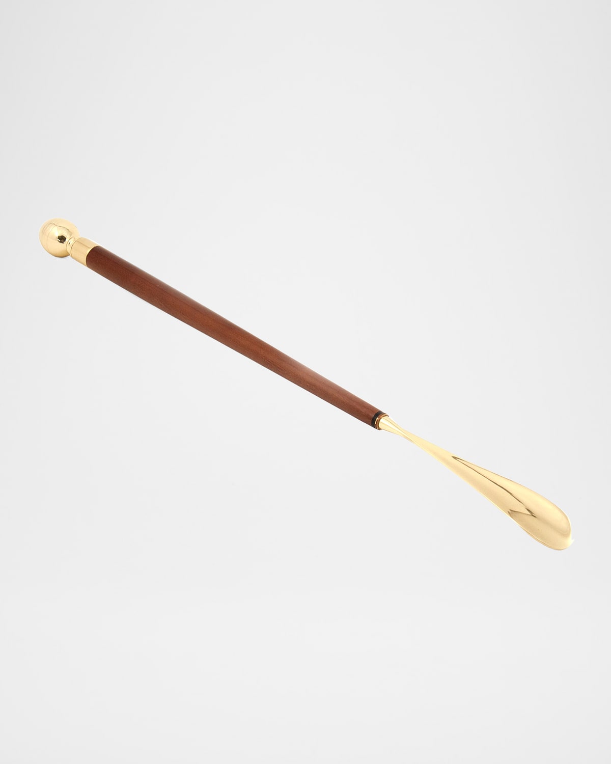 Bey-Berk Teak Wood Shoe Horn w/ Brass Accents