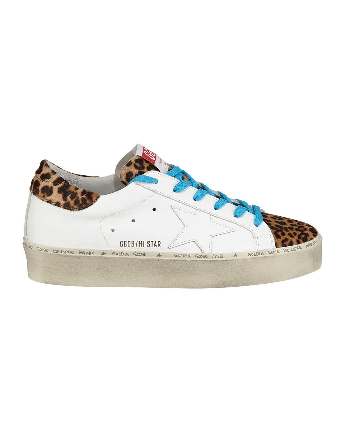Golden Goose Hi Star Leather & Leopard Platform Sneakers
