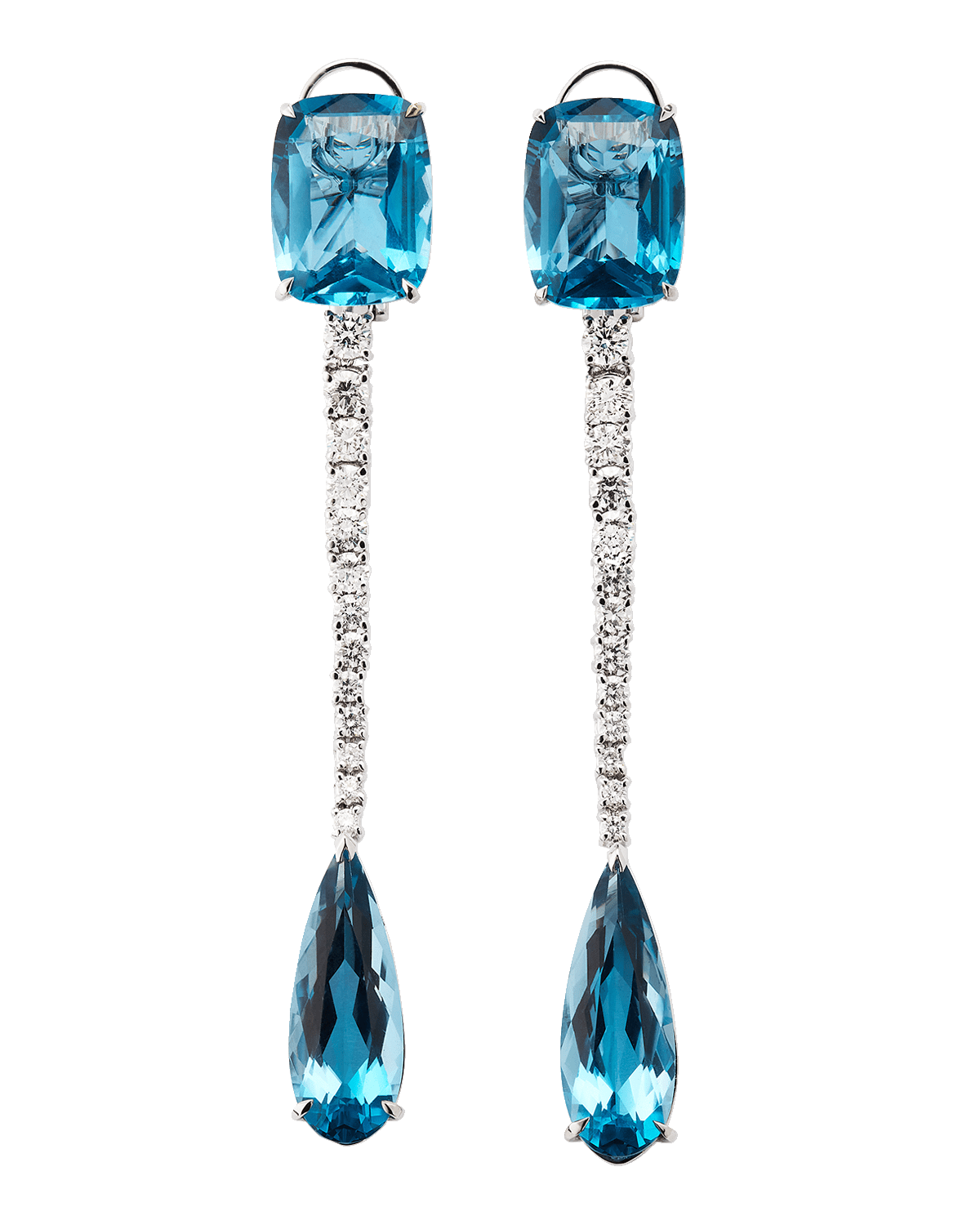 Staurino Swinging 18k White Gold London Blue Topaz Earrings