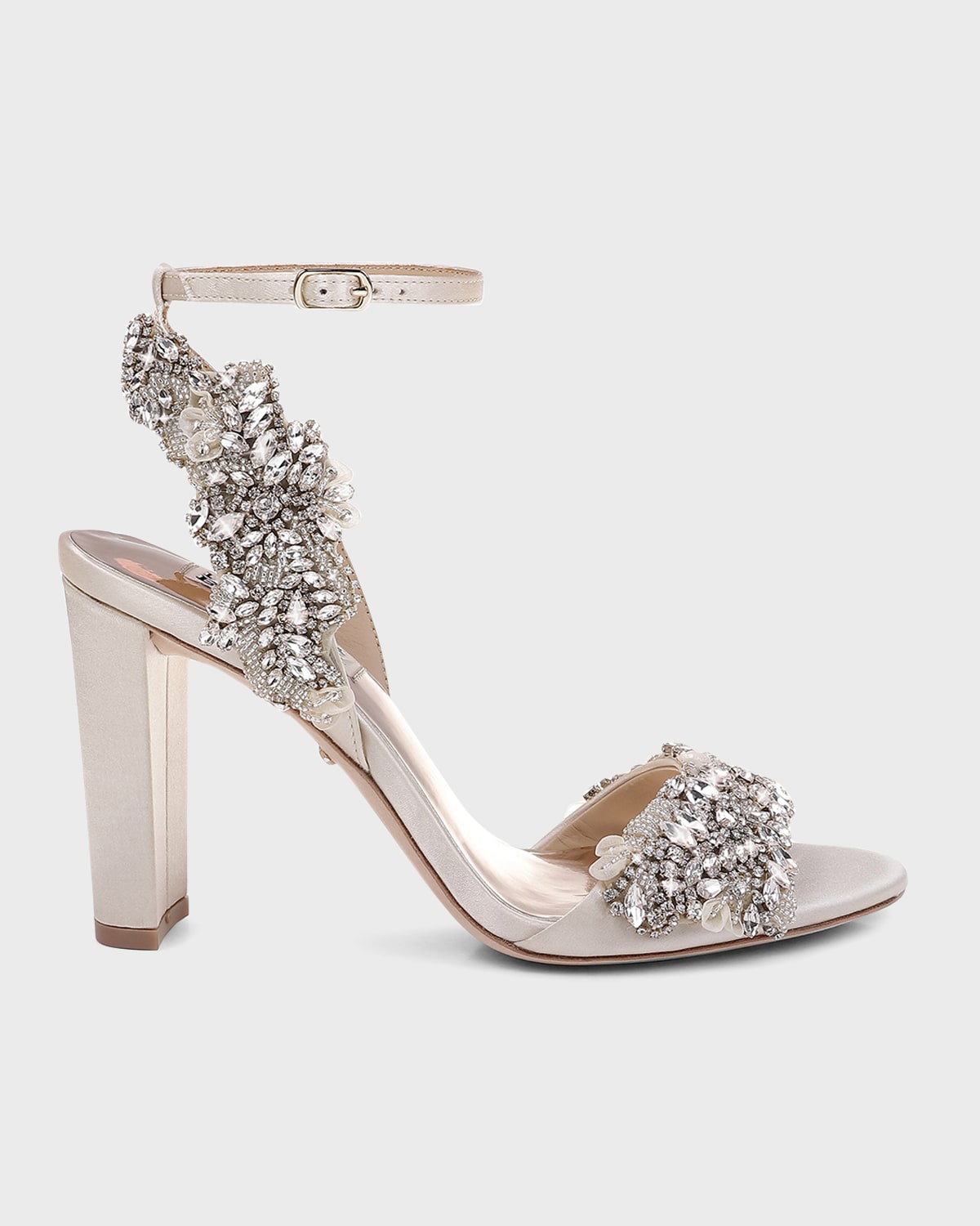 Badgley Mischka Jill Satin Block-Heel Sandals | Neiman Marcus