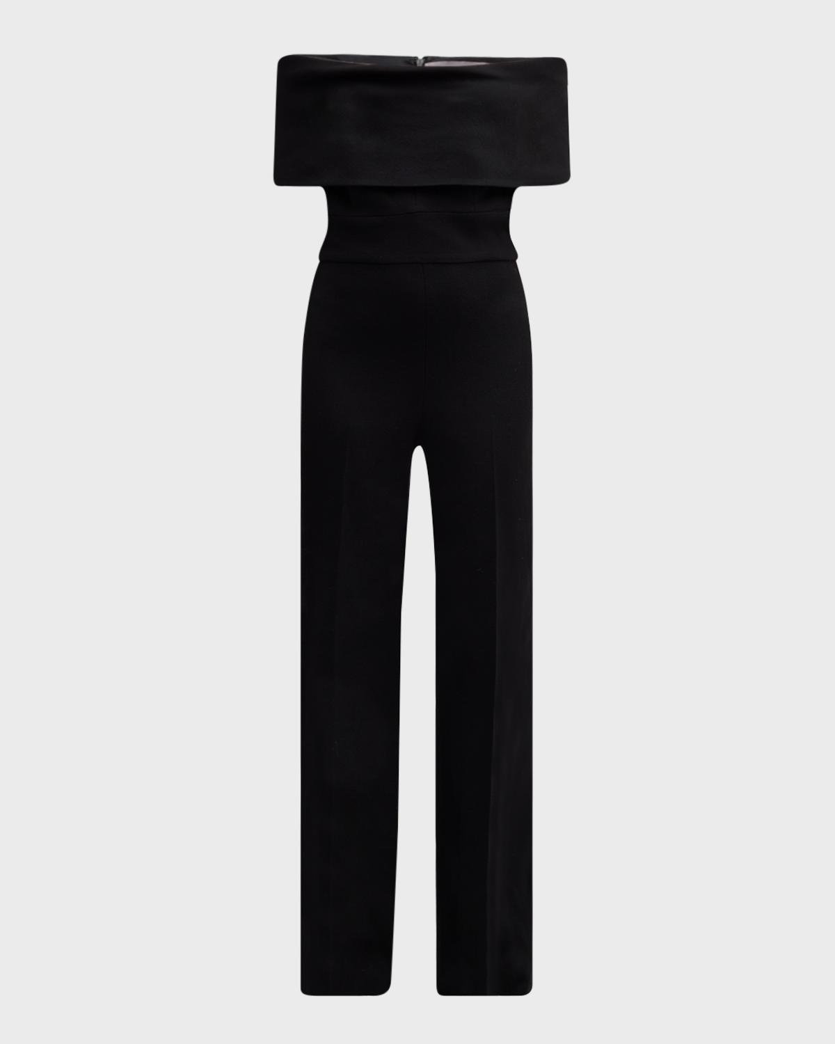 Lela Rose Off-the-Shoulder Crepe Jumpsuit