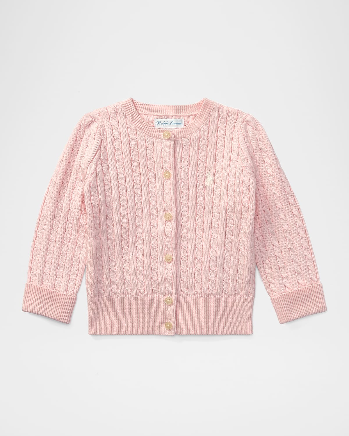 Ralph Lauren Childrenswear Cable Knit Cotton Cardigan, Size 3-12 Months