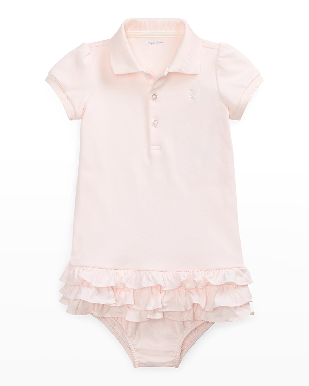 Ralph Lauren Childrenswear Cupcake Ruffle Hem Polo Dress With Bloomers, Size 6M-18M