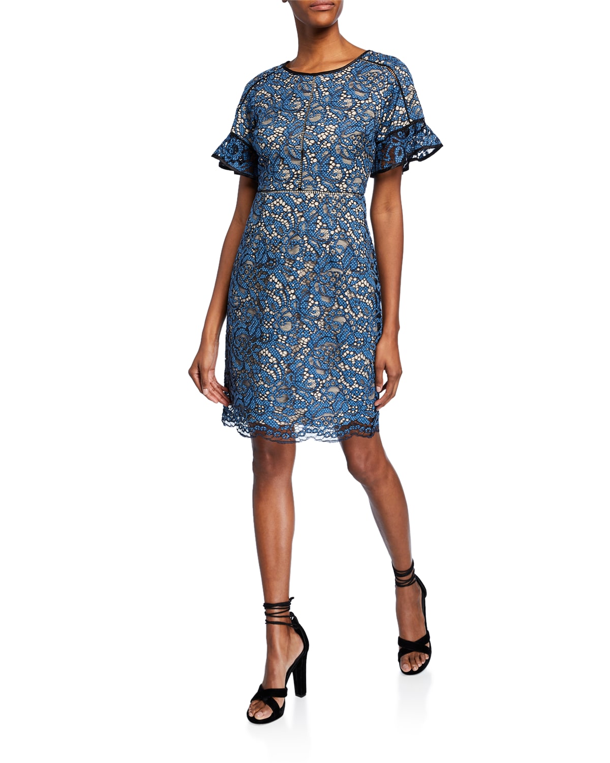 Shani Floral Mesh Fit-&-Flare Dress | Neiman Marcus