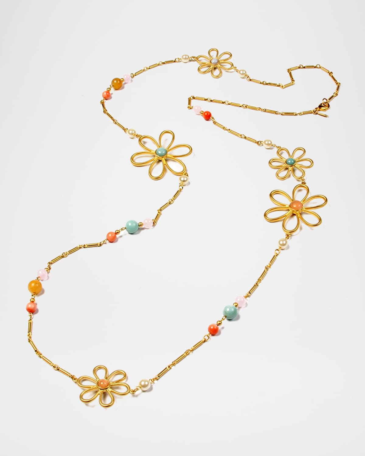 Ben-Amun Hippie Flower & Bead Long Necklace