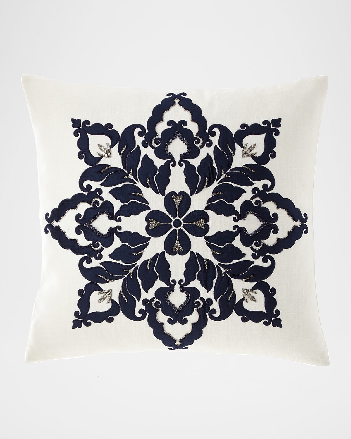 Callisto Home Velvet & Linen Beaded Decorative Pillow