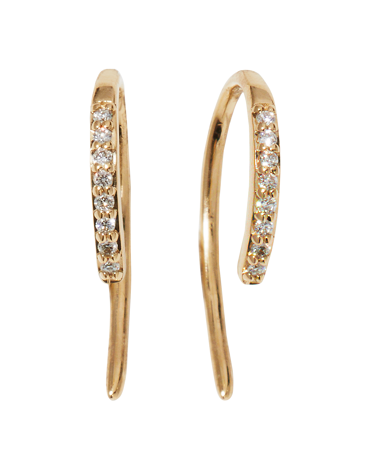 LANA 14k Diamond Mini Hooked Earrings