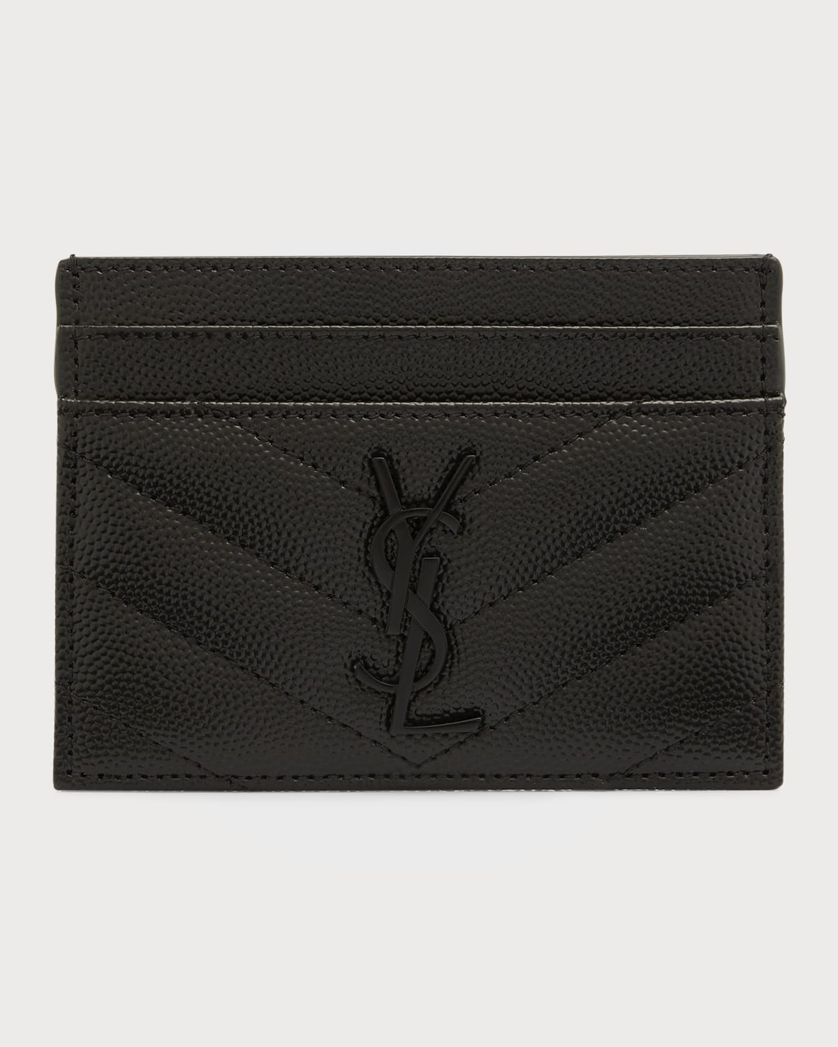 Saint Laurent YSL Monogram Card Case in Grained Leather