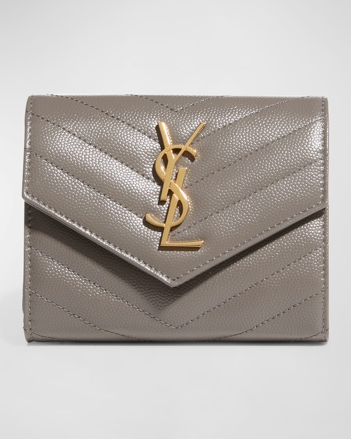 SAINT LAURENT MONOGRAMME SMALL GRAIN DE POUDRE TRI-FOLD WALLET