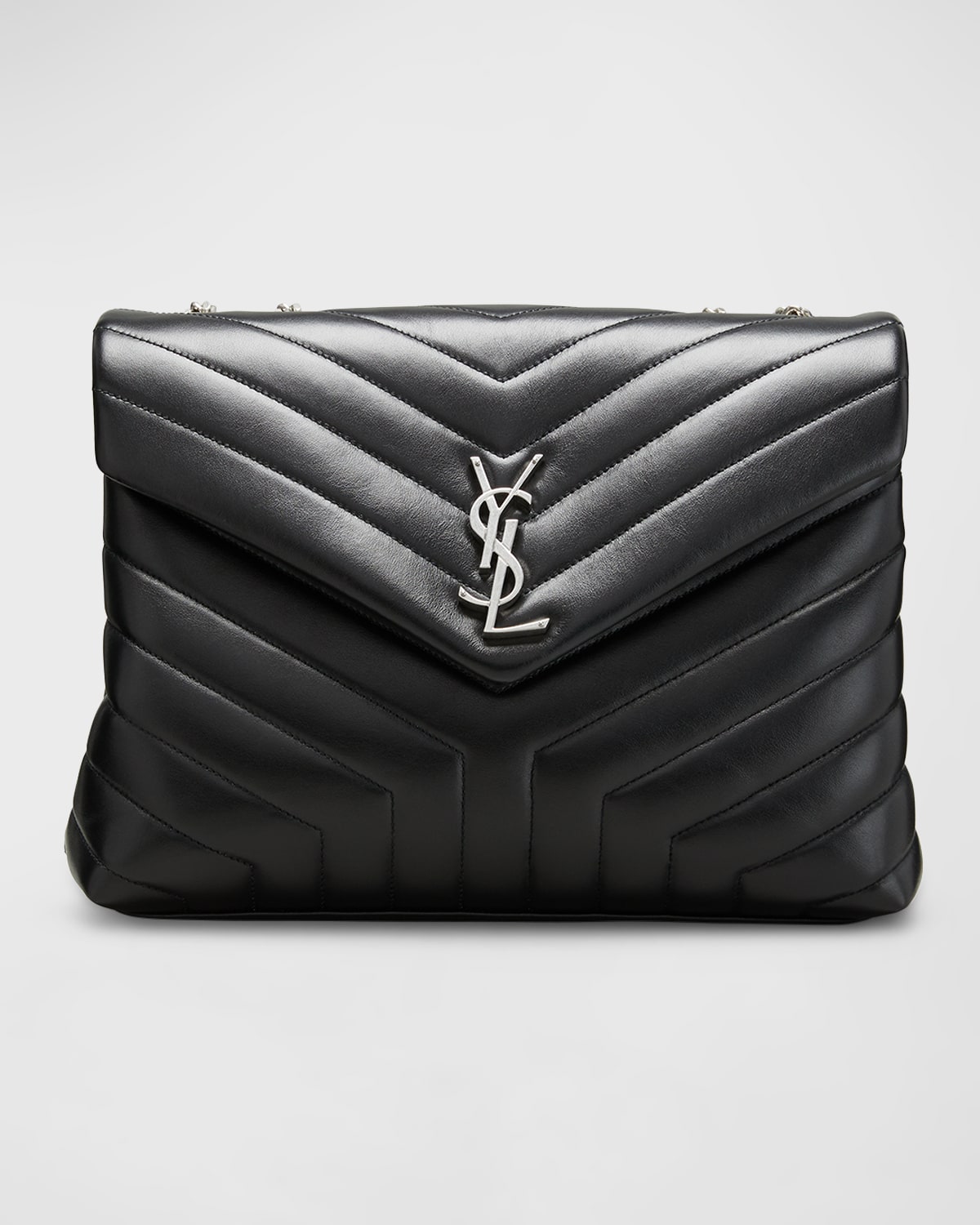 Saint Laurent Loulou Monogram Medium Chain Bag with Black Hardware