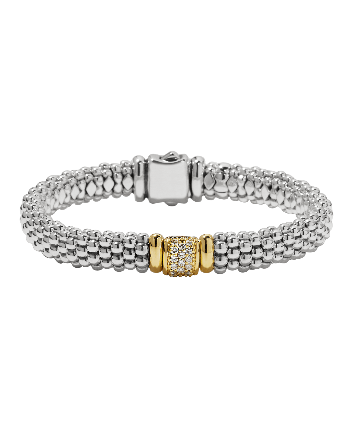 LAGOS Silver Caviar Bracelet with 18k Gold, 9mm