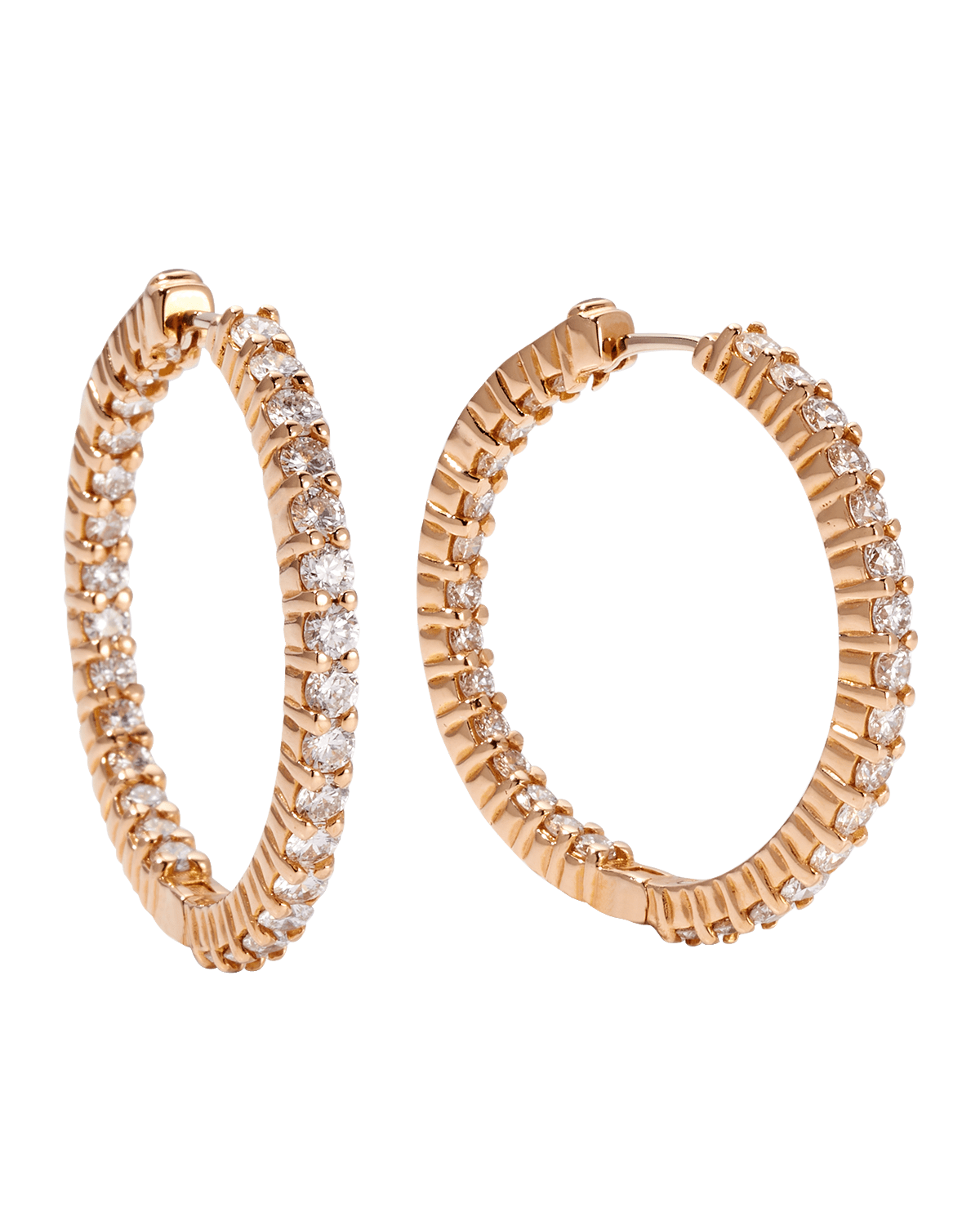 Roberto Coin 30mm Rose Gold Diamond Hoop Earrings, 2.84ct