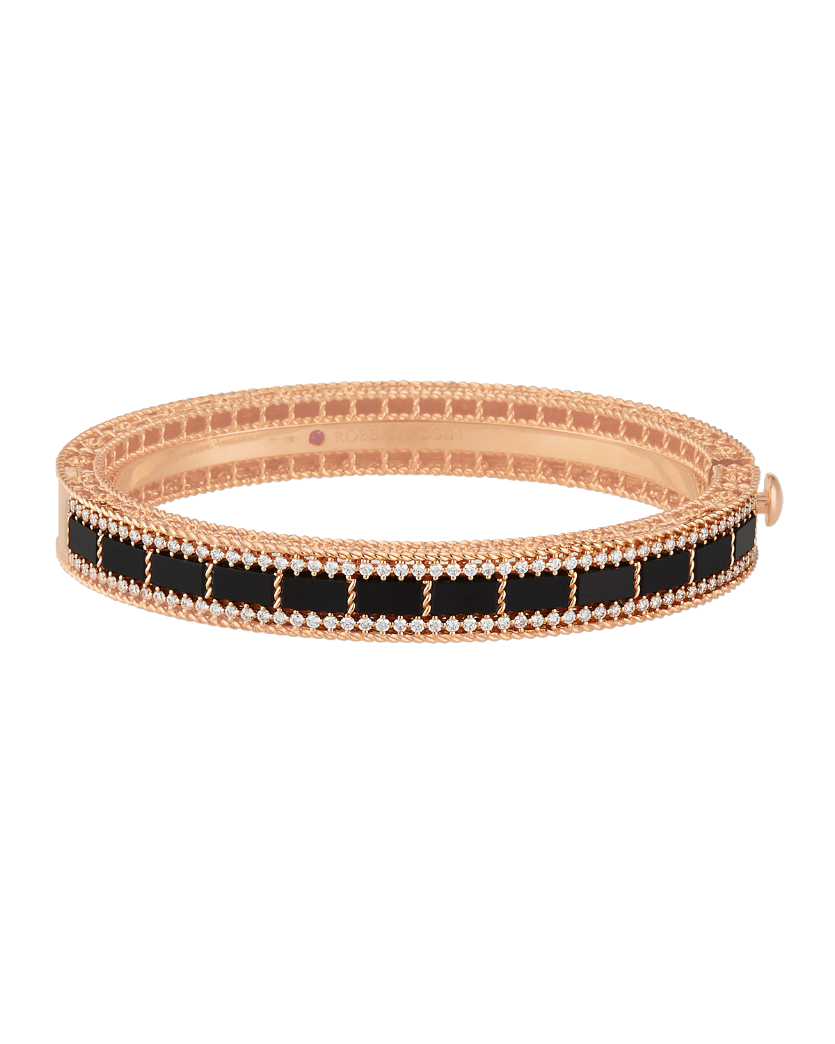 Roberto Coin Art Deco 18k Rose Gold Black Jade & Diamond Bracelet