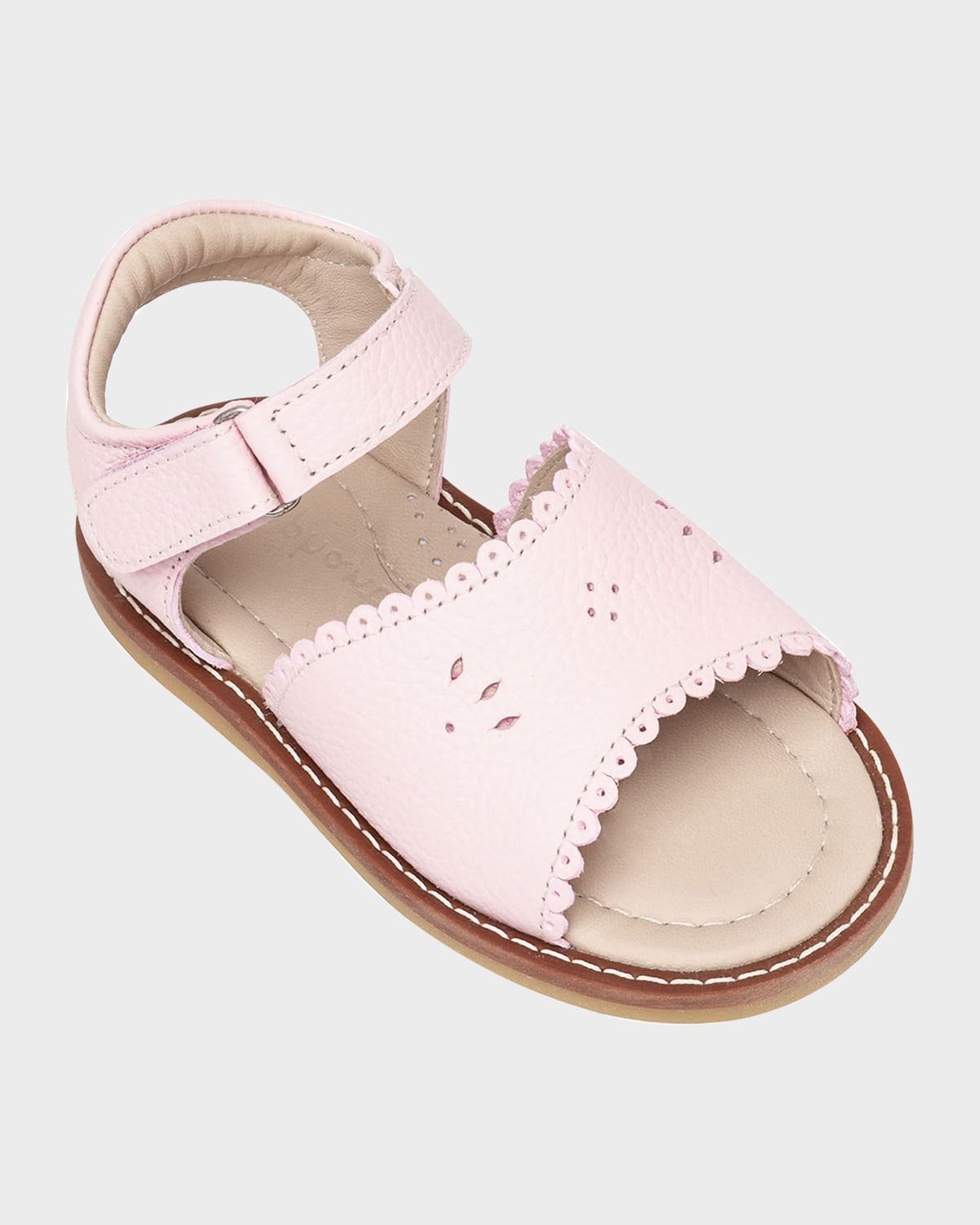 Elephantito Girls ' Classic Leather Scalloped Sandal, Toddler/Kids