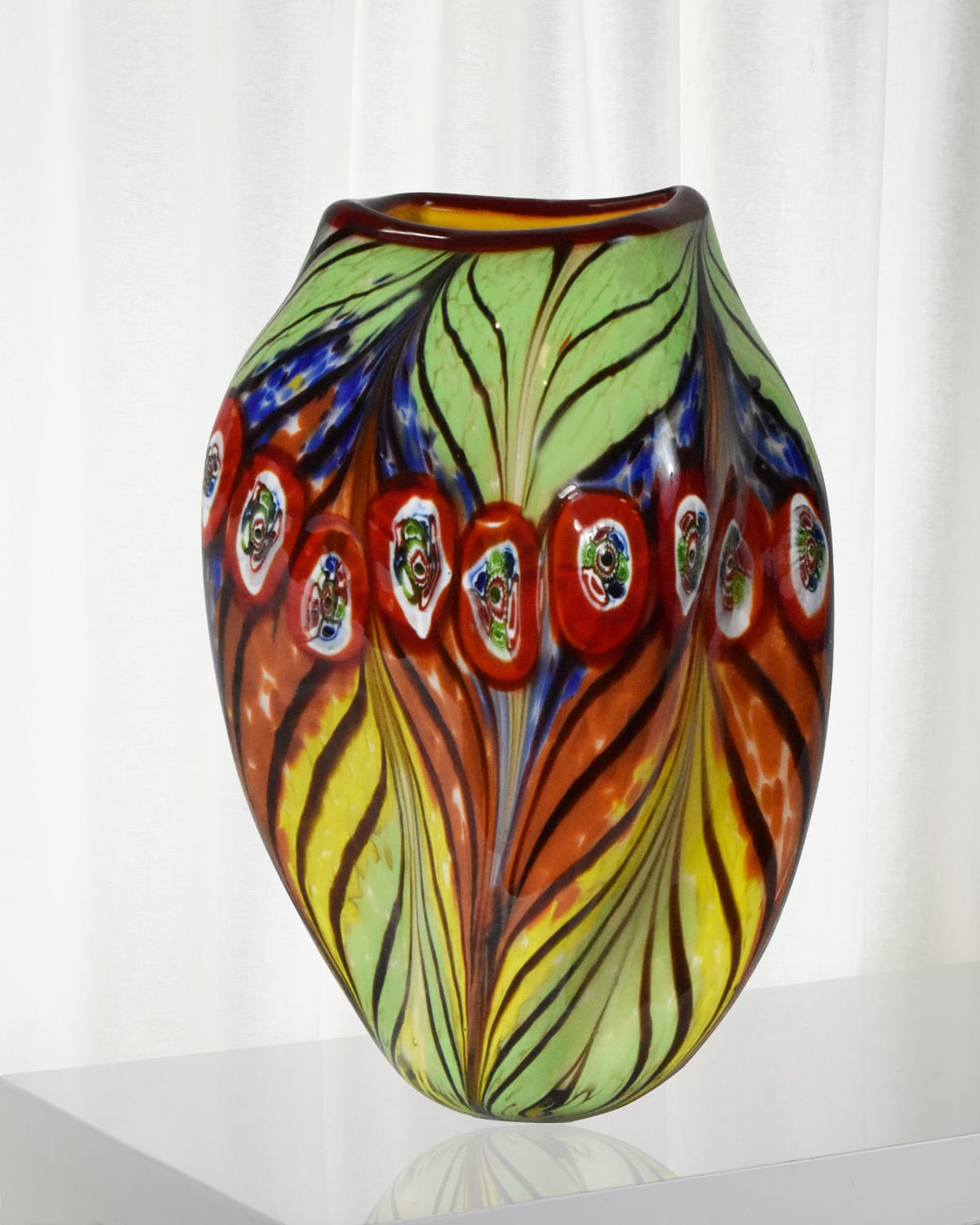 Dale Tiffany Peacock Feather Decorative Art Glass Vase | Thumbnail 4
