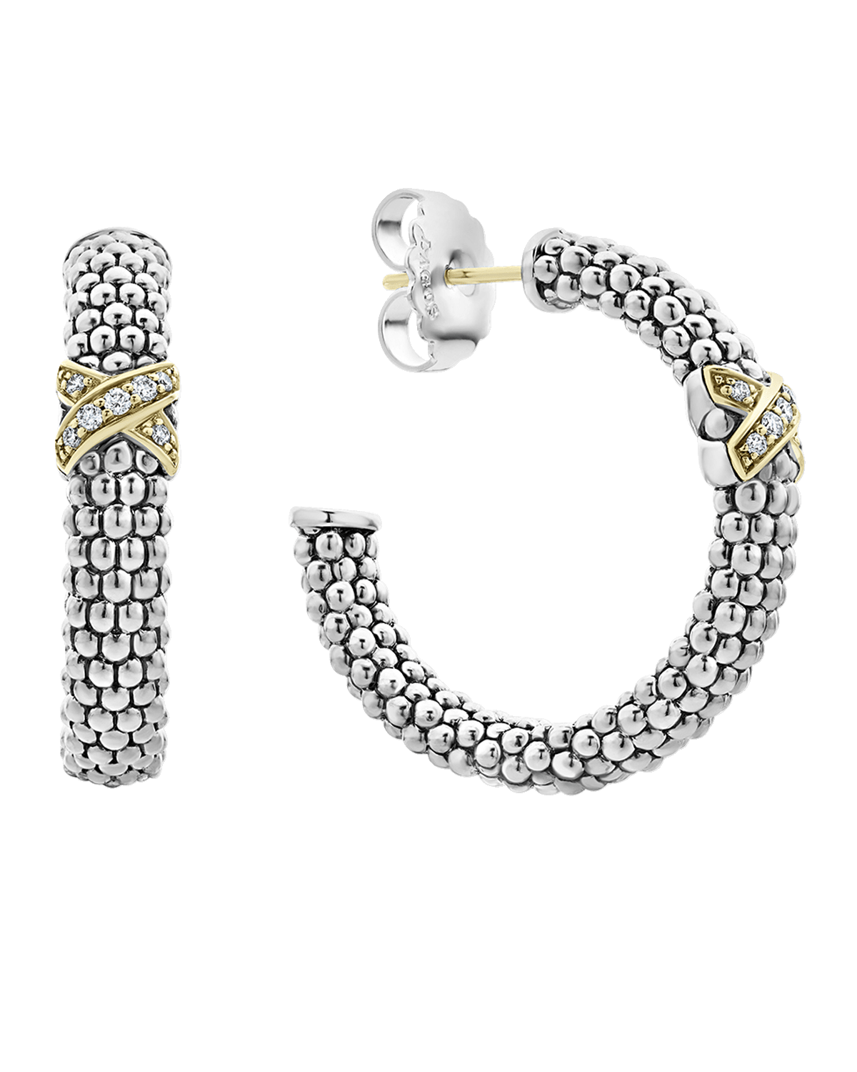 LAGOS Embrace Diamond-X Hoop Earrings w/ 18k Gold