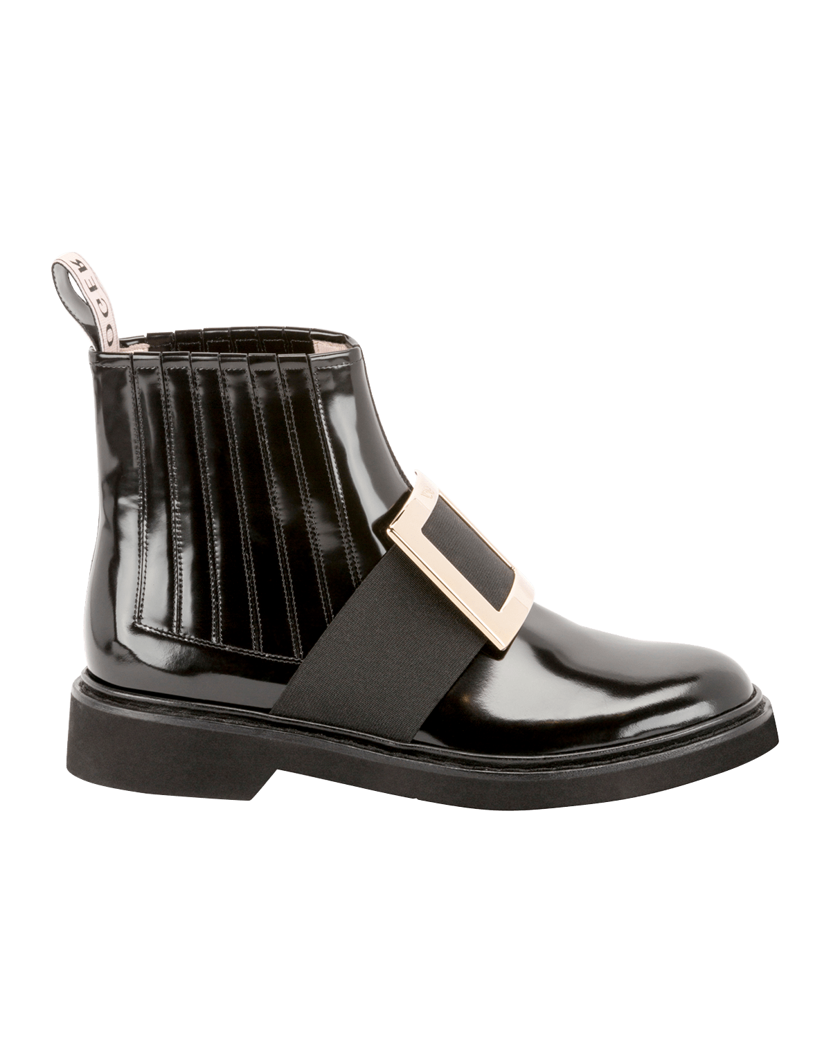 Roger Vivier Viv Ranger Patent Leather Pilgrim Buckle Booties