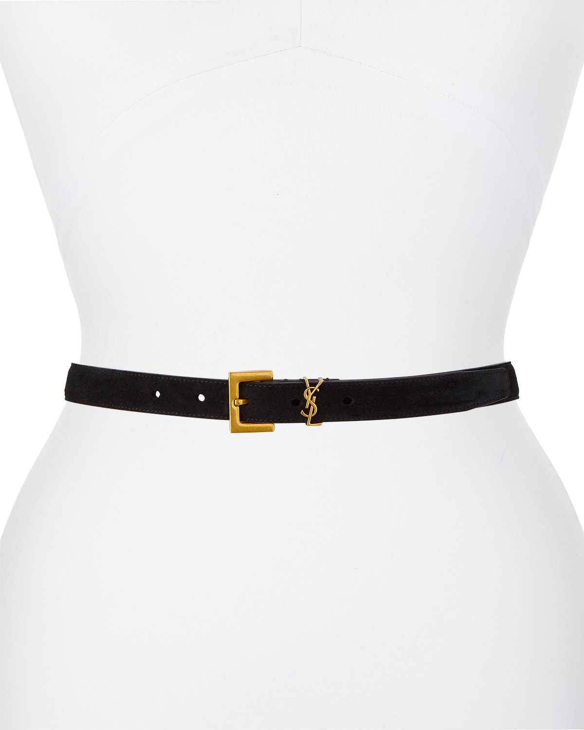 Saint Laurent Golden YSL Monogram CrocEmbossed Leather Belt Neiman Marcus