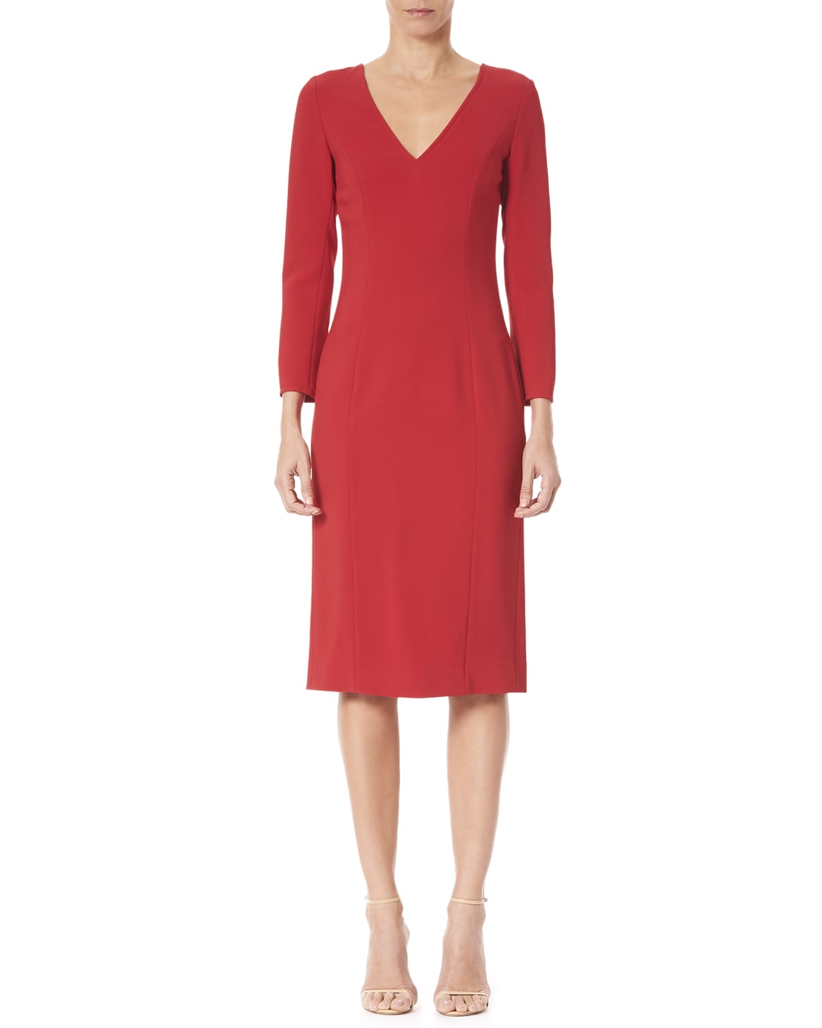 Red Long Sleeve Sheath Dress | Neiman ...