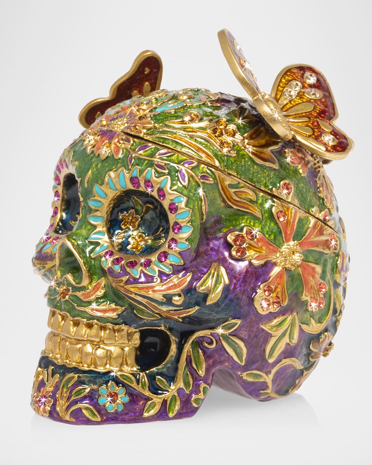 Jay Strongwater Skull with Butterflies Box