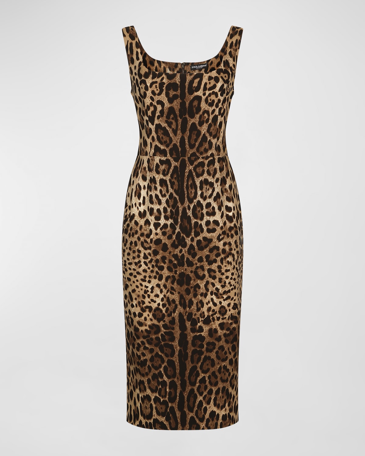 Dolce&Gabbana Leopard-Print Charmeuse Sheath Dress