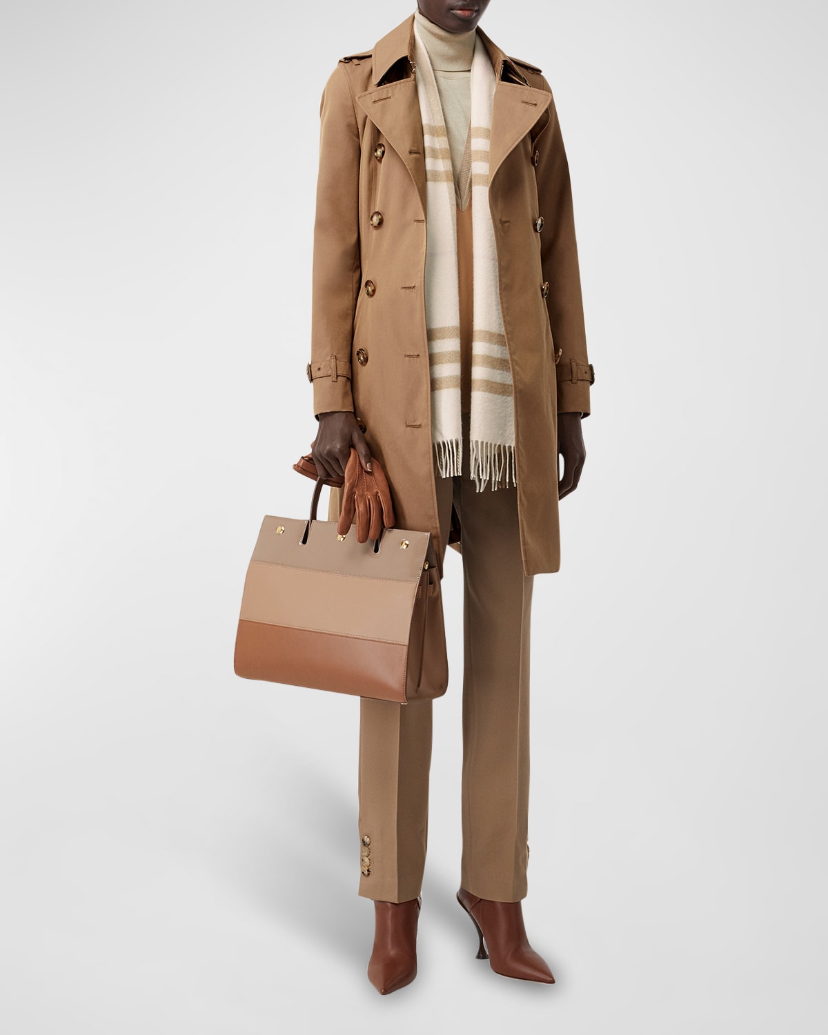 Burberry Monogram, Icon Stripe and Check Mixed Print Silk Scarf