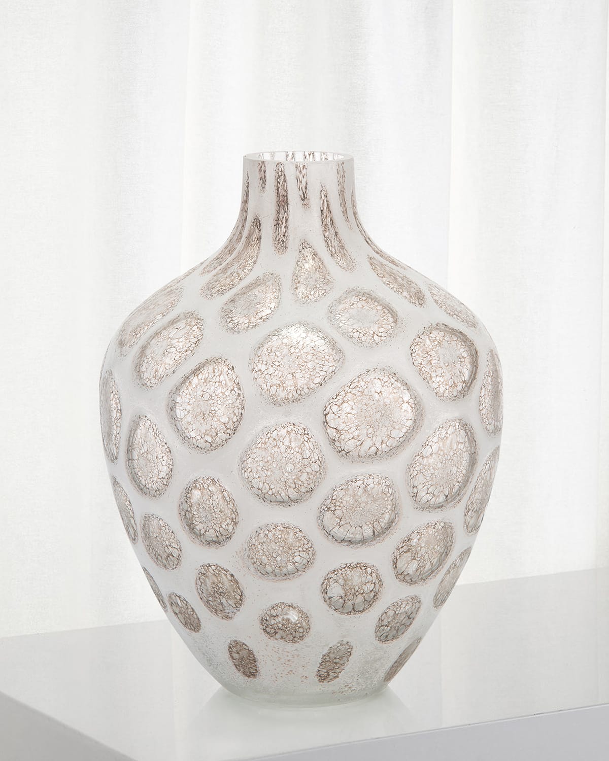 New 14" Hand Blown Art Glass Teardrop Vase Black White Clear Swirl Decorative