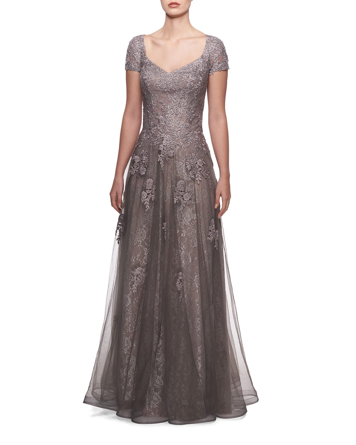 gray evening dress