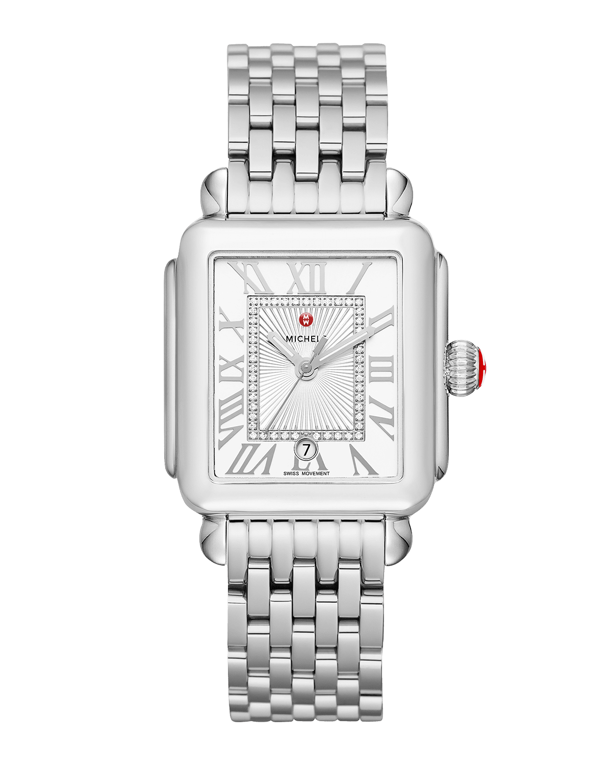 MICHELE Deco Madison Diamond-Dial Watch, Silver