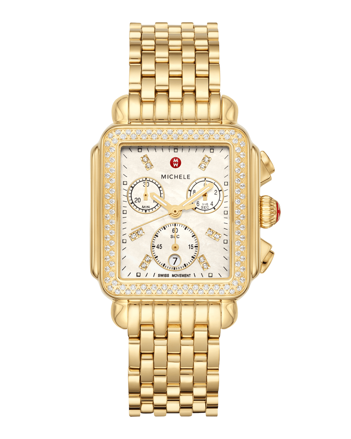 MICHELE Deco Gold Diamond Bracelet Watch