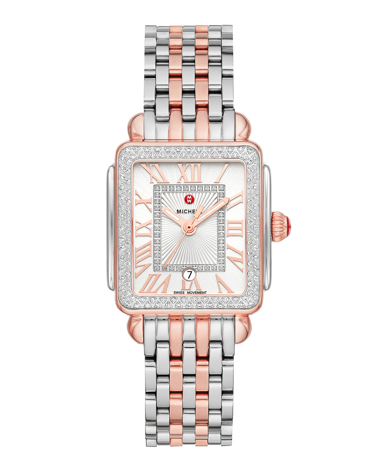 MICHELE Deco Madison Mid Rose/Steel Diamond Watch
