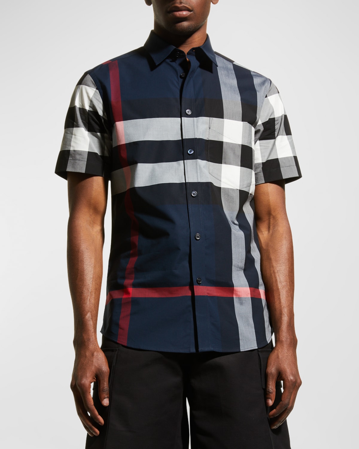 Burberry Check Short Sp 45 Sp Sleeve Shirt | Neiman Marcus