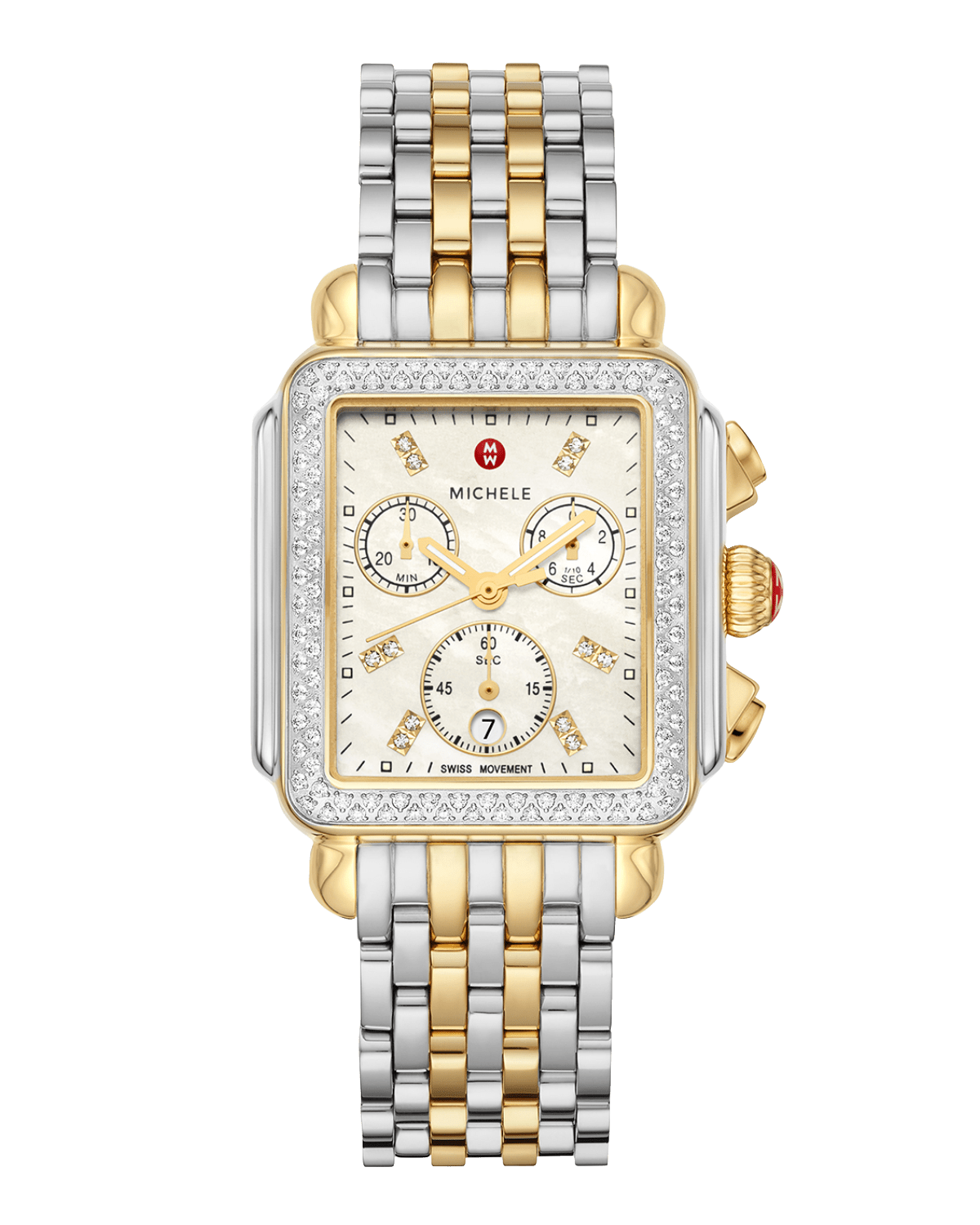 MICHELE Deco Two-Tone Diamond Bracelet Watch