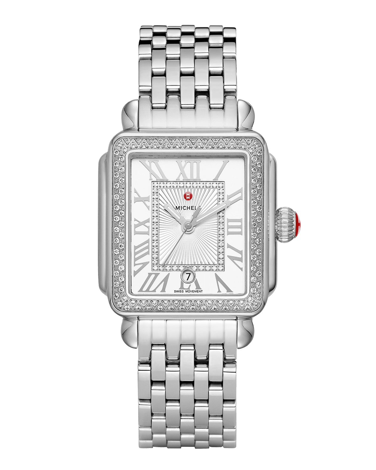 MICHELE Deco Madison Diamond Watch, Silver/White