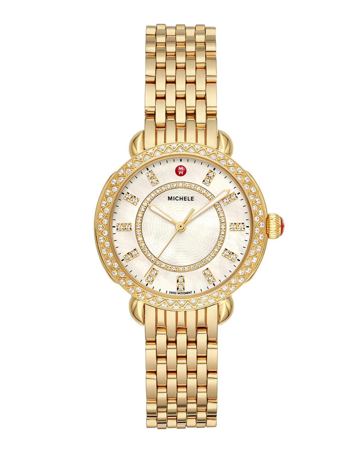 MICHELE Sidney Classic Diamond Gold Watch