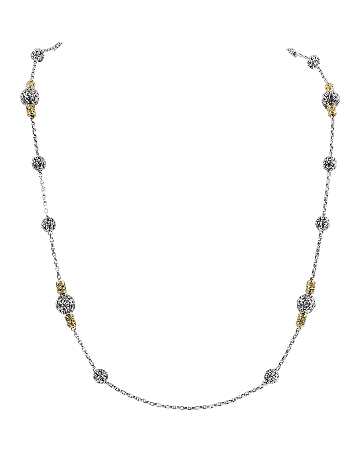 18K Gold-Plated Beaded Charm Necklace