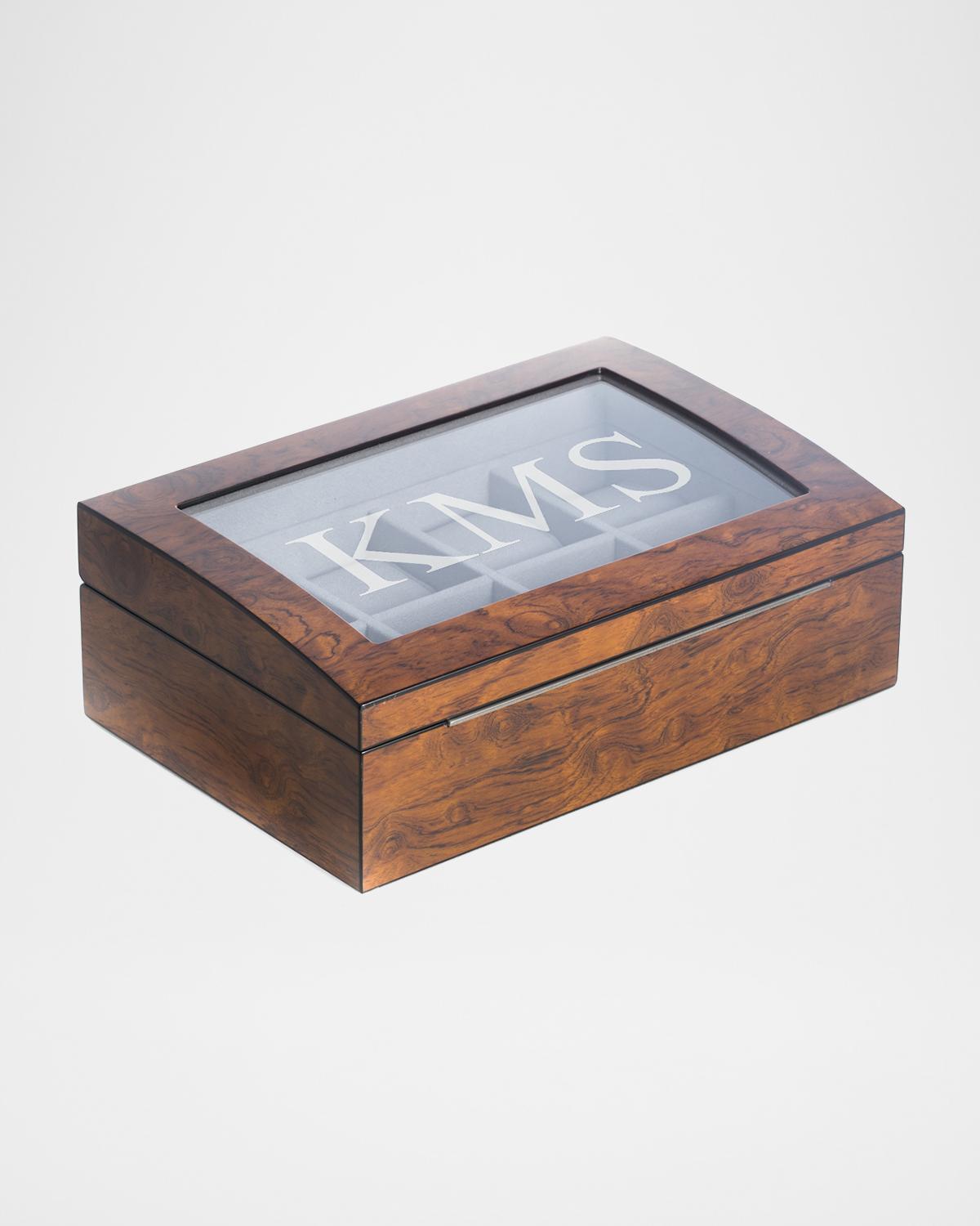 Bey-Berk Men's Personalized Wooden Watch Accessory Storage Case