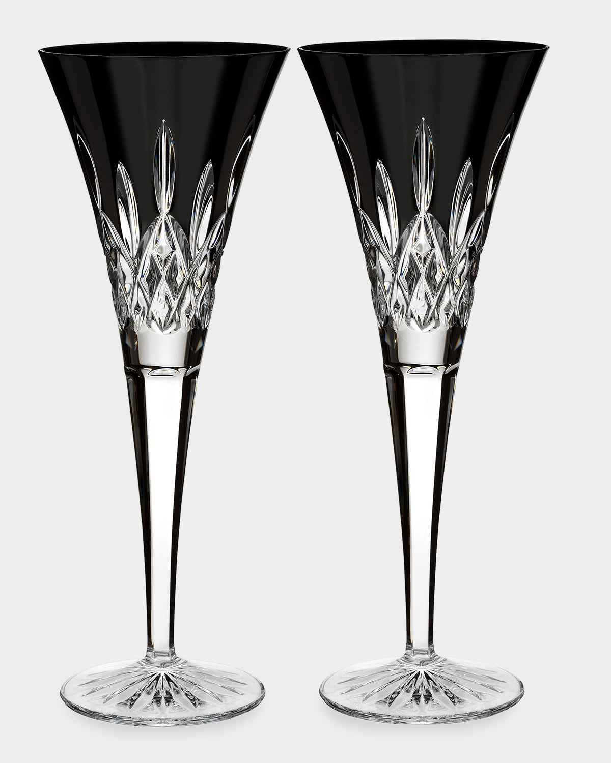 Waterford Crystal Lismore Black Flute Glasses, Set of 2