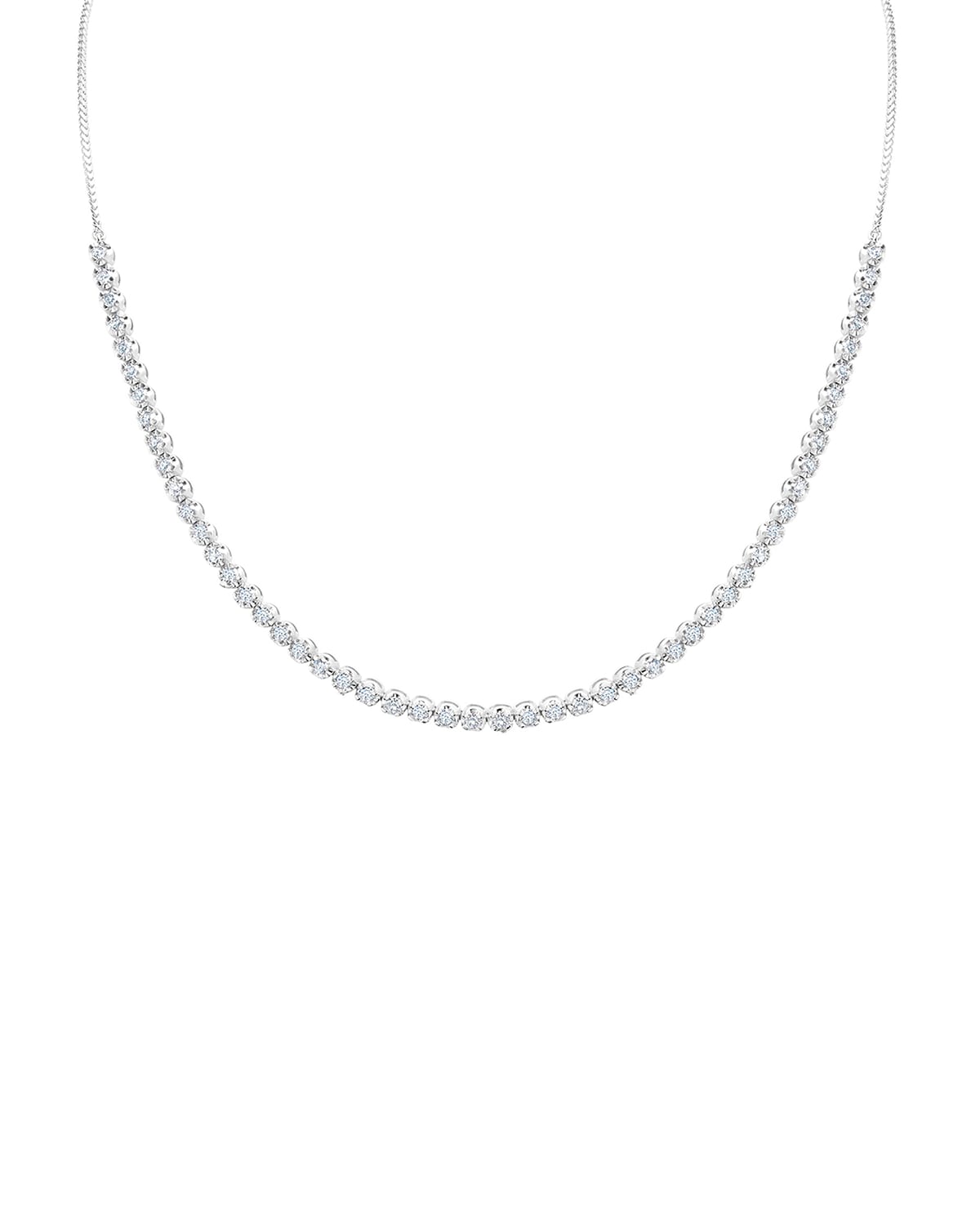 Natural Diamond Collar Necklace 18K White Gold Sterling Silver Jewelry