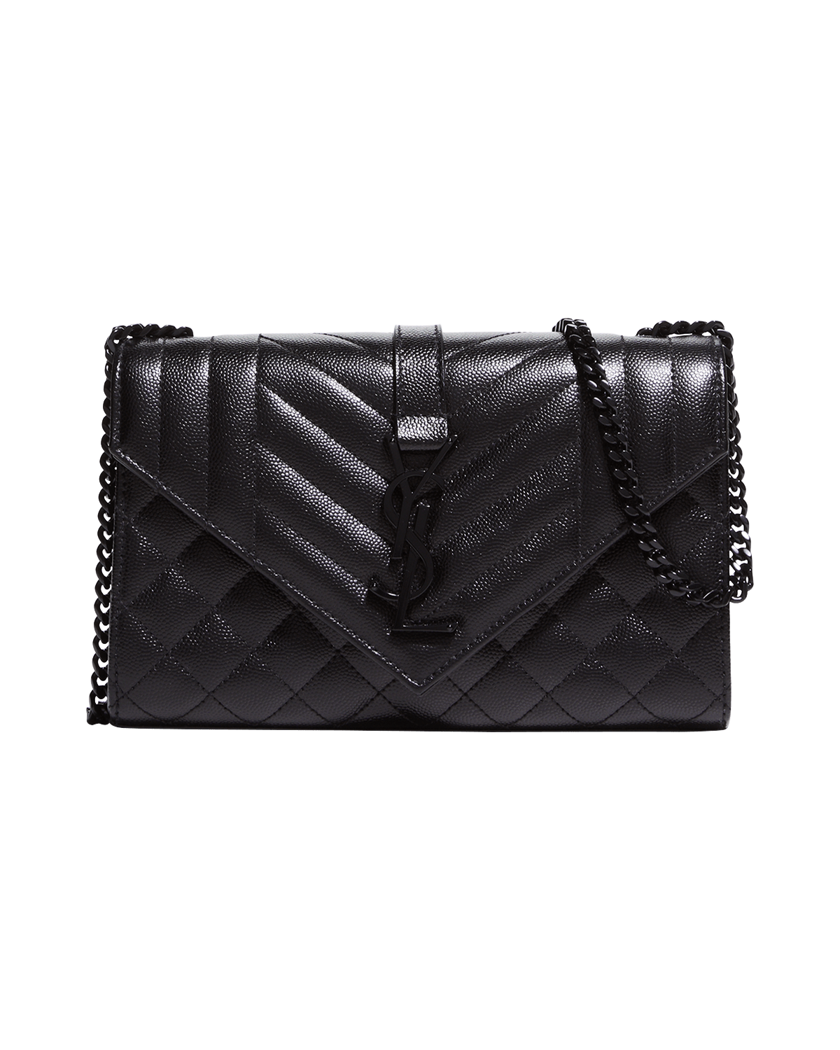 Saint Laurent Envelope Triquilt Small YSL Shoulder Bag in Grained Leather