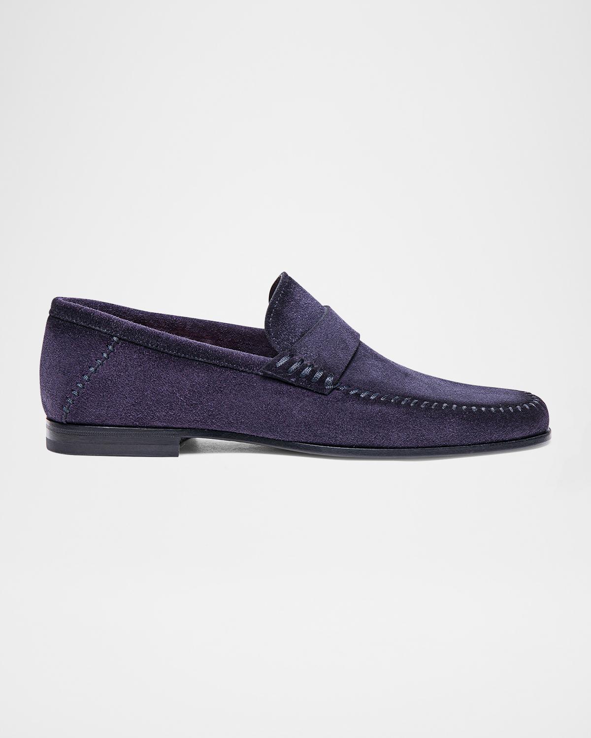 Santoni Men's Paine Whipstitched Leather Loafers