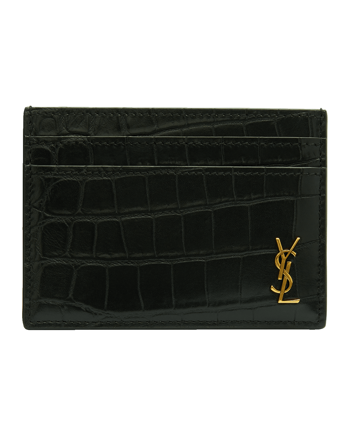 Saint Laurent Monogram Card Case In Heart-embossed Leather