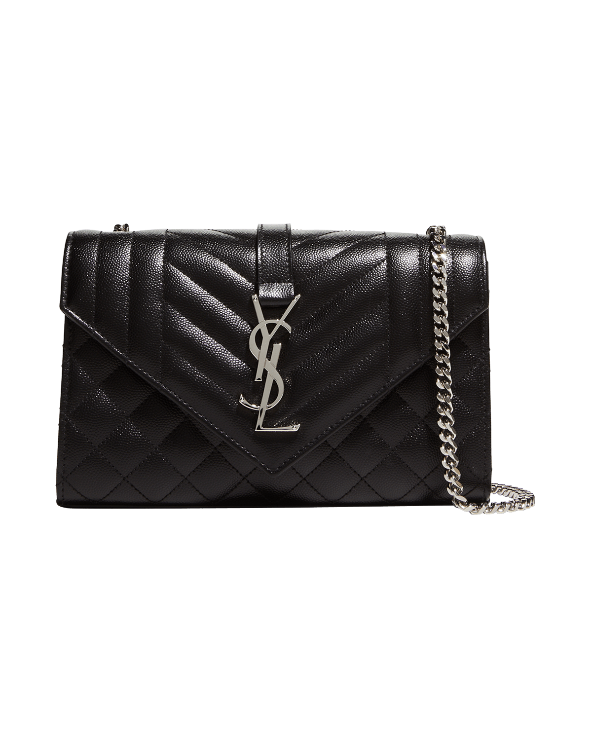 Saint Laurent Envelope Triquilt Small YSL Shoulder Bag in Grained Leather